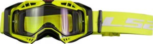 LS2 Aura Enduro Series Goggle Black Hi-Vis Yellow with Clear Visor