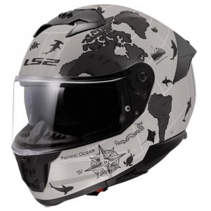 Мотошолом LS2 FF808 Stream 2 Worldmap Matt Cool Grey 3C Grey L