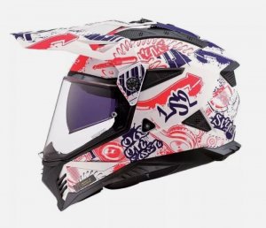 Мотошлем LS2 MX702 Pioneer 2 Fantasy White Red Blue XL