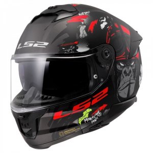Мотошолом LS2 FF808 Stream 2 Angry Monkey Matt Black Red ECE2206 M